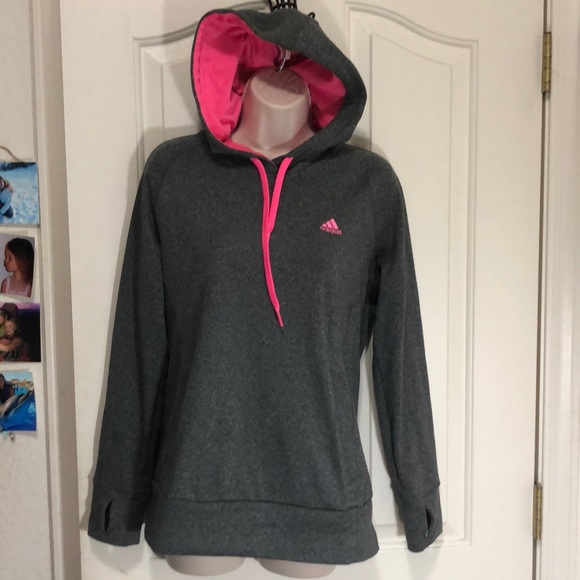 adidas Tops - Grey & Pink Adidas Ultimate Hoodie w/ thumb holes